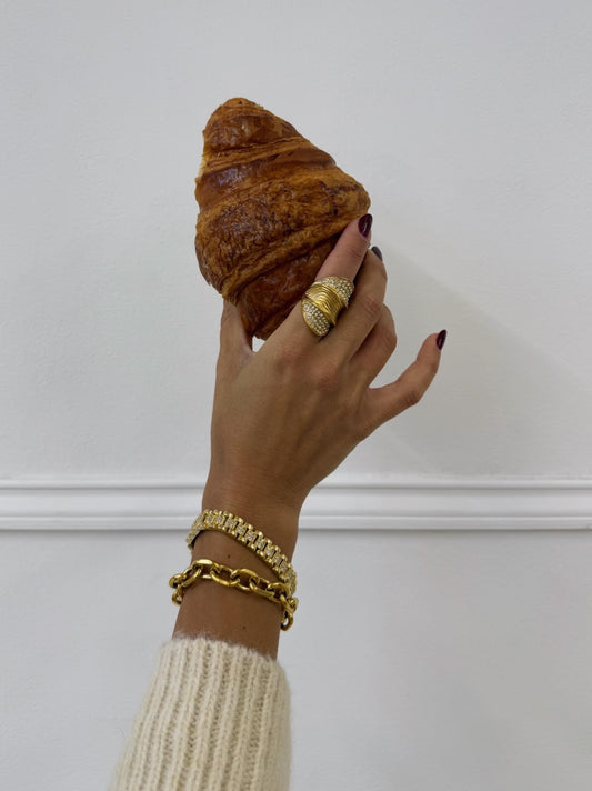 Anisa Sojka Gold Chunky Embellished Ring
