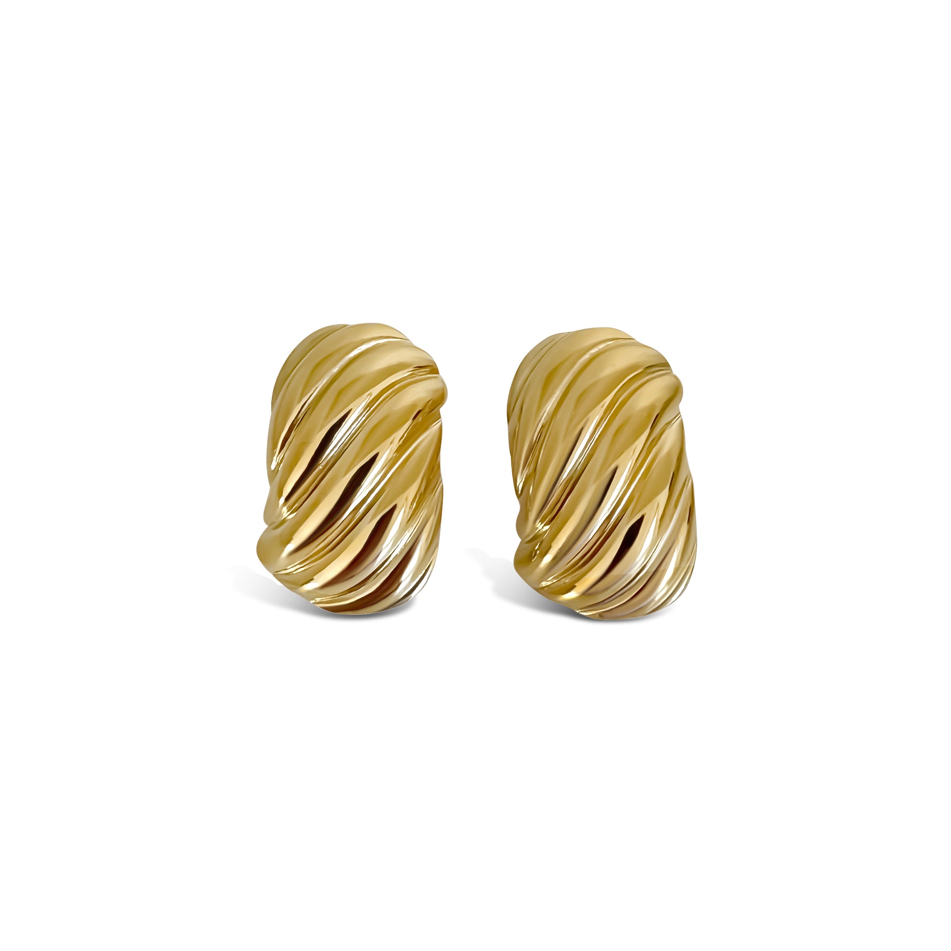 Anisa Sojka Gold Chunky Ribbed Earrings