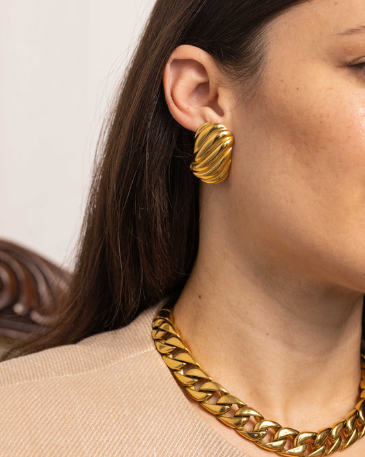 Anisa Sojka Gold Chunky Ribbed Earrings