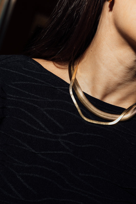 Anisa Sojka Gold Flat Thin Snake Necklace