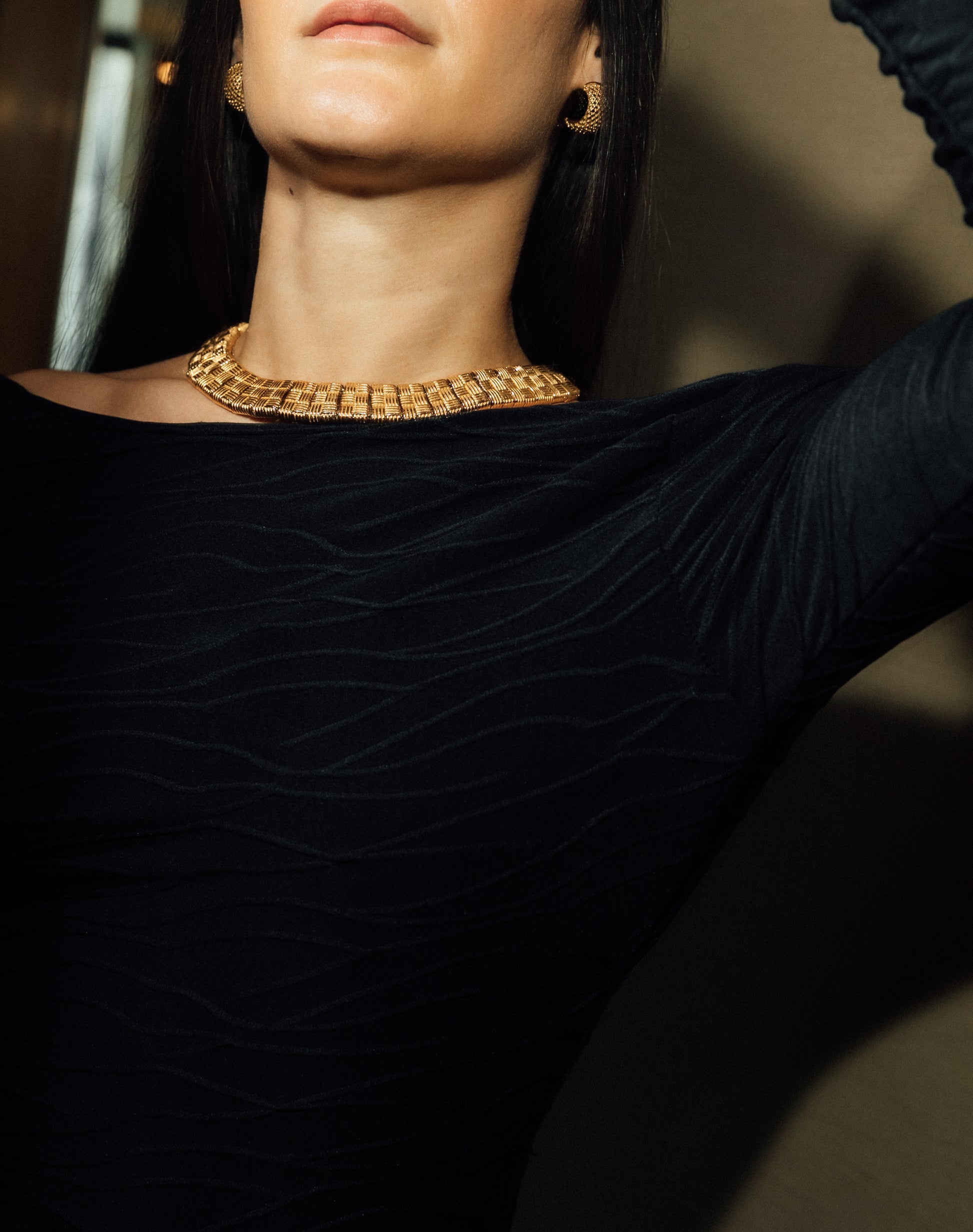 Anisa Sojka Gold Woven Hoop Earrings