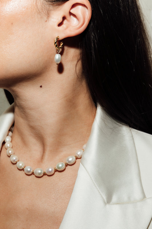 Anisa Sojka Freshwater Pearl Hoop Earrings