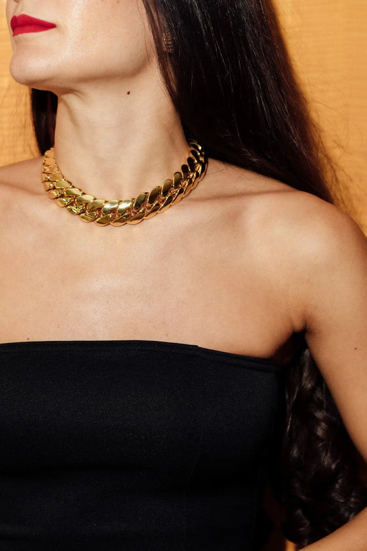 Gold Chunky Cuban Necklace Anisa Sojka