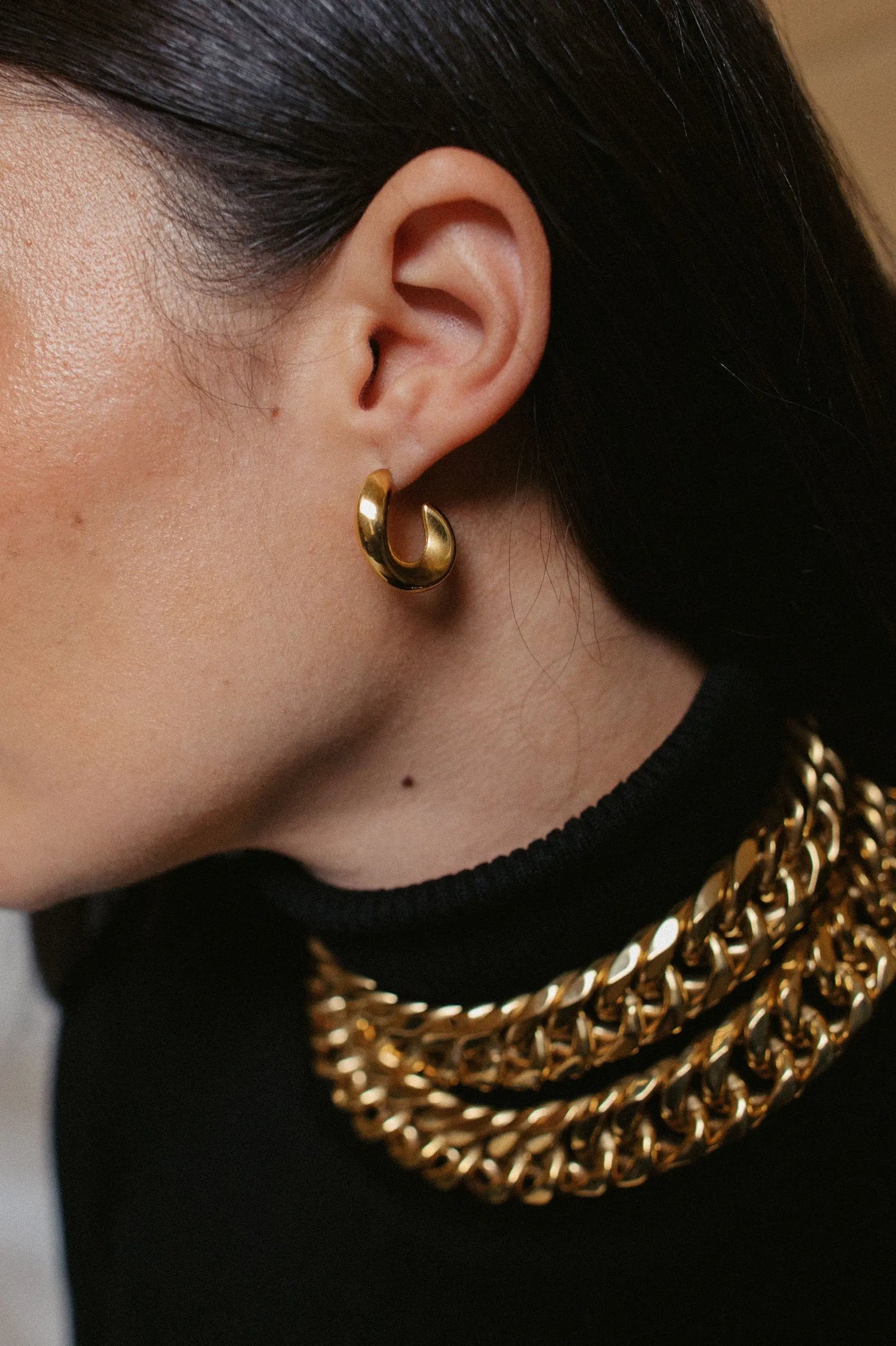 The Gold Juliet Curved Hoop Earrings Anisa Sojka