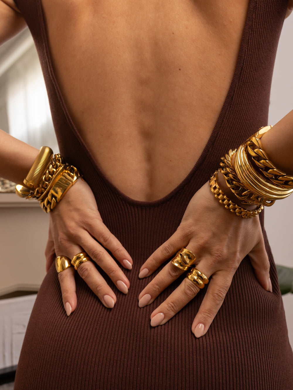 Anisa Sojka Gold Chunky Watch Band Bracelet