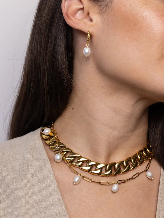 Gold Mini Chunky Chain Necklace & Bracelet Set Anisa Sojka
