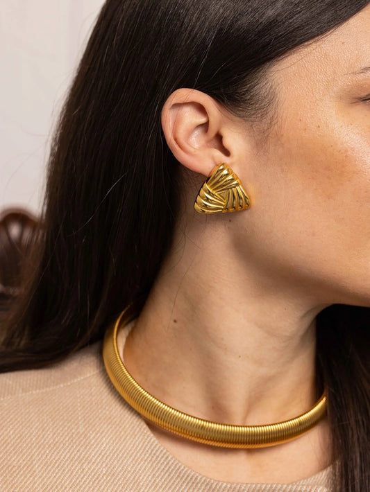 Gold Chunky Triangular Earrings Anisa Sojka