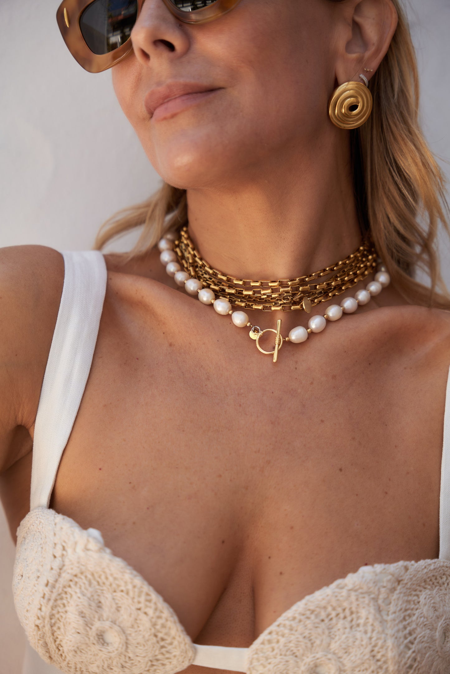 Anisa Sojka Gold Beaded Freshwater Pearl Necklace