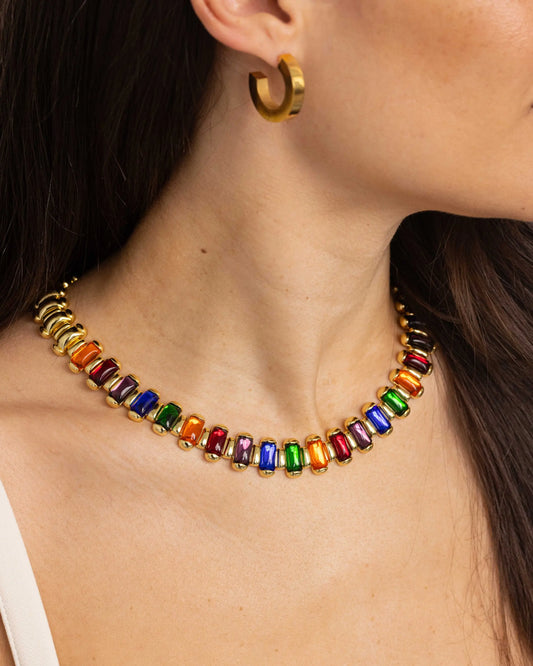Gold Rainbow Gem Necklace Anisa Sojka
