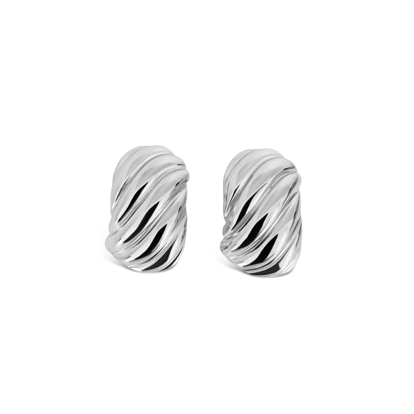 Anisa Sojka Silver Chunky Ribbed Earrings