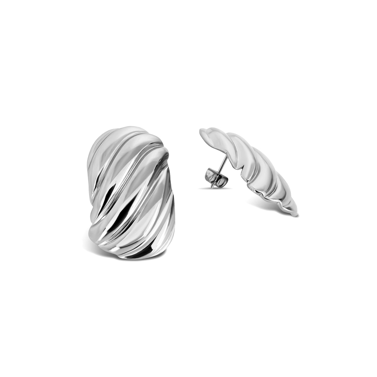 Anisa Sojka Silver Chunky Ribbed Earrings