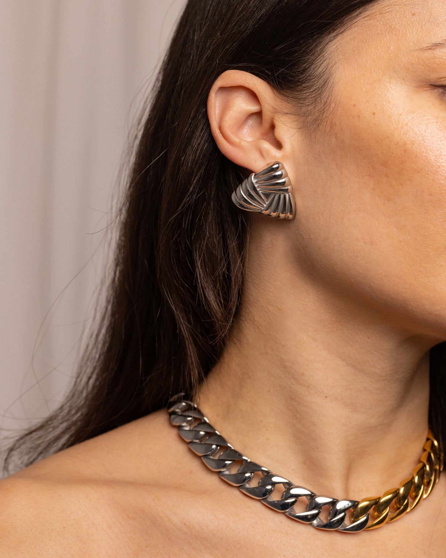 Anisa Sojka Silver Triangle Earrings