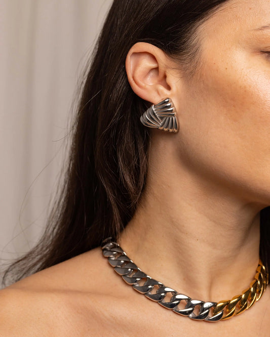 Silver Chunky Triangular Earrings Anisa Sojka