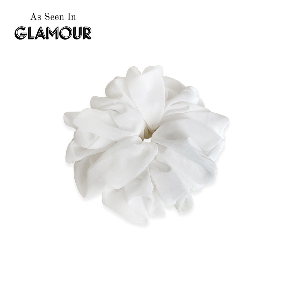 Anisa Sojka White Ruched Oversized Scrunchie