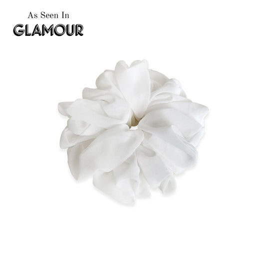 Anisa Sojka White Ruched Oversized Scrunchie