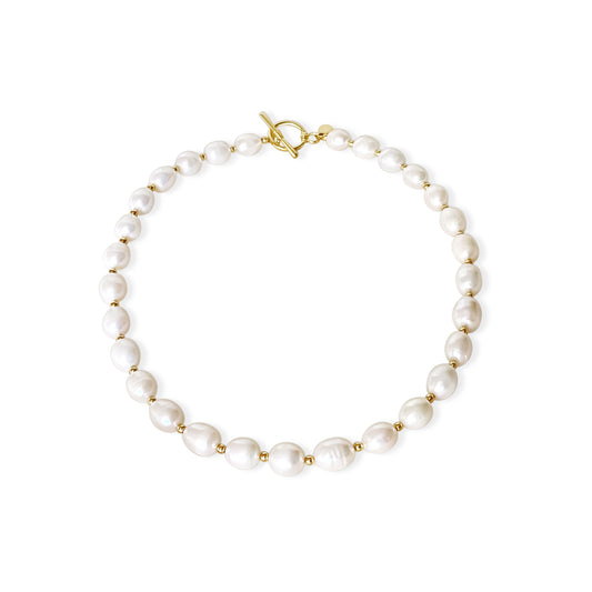 Anisa Sojka Gold Beaded Freshwater Pearl Necklace