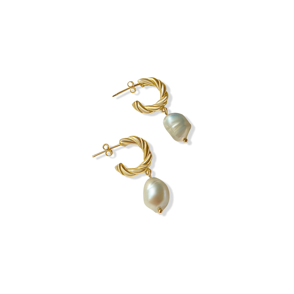 Anisa Sojka Gold Freshwater Pearl Drop Earrings