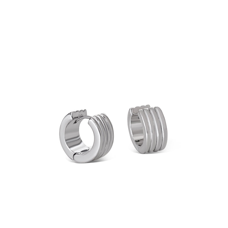Anisa Sojka Silver Ridge Hoop Earrings