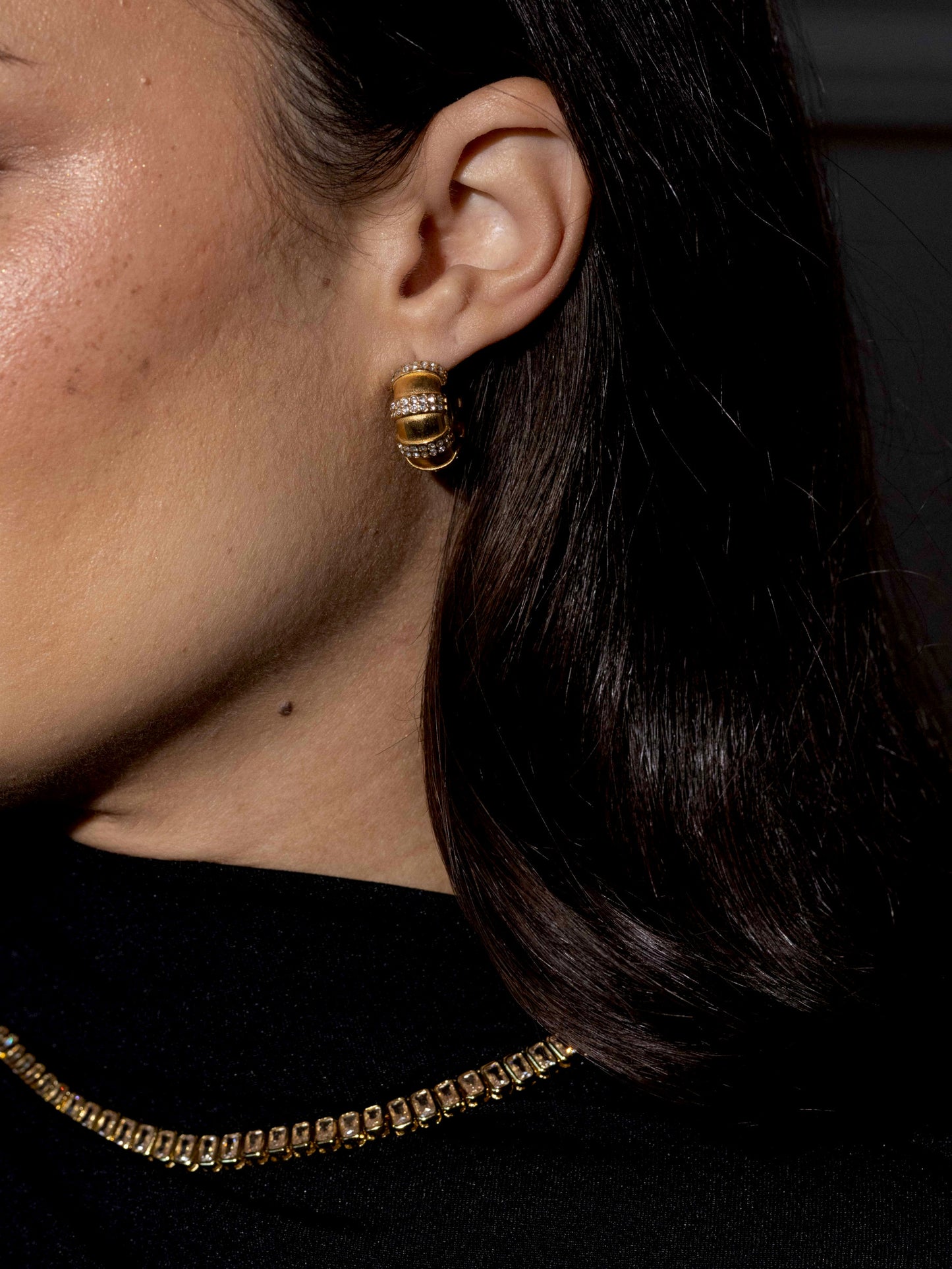 Anisa Sojka Crystal Hoop Earrings