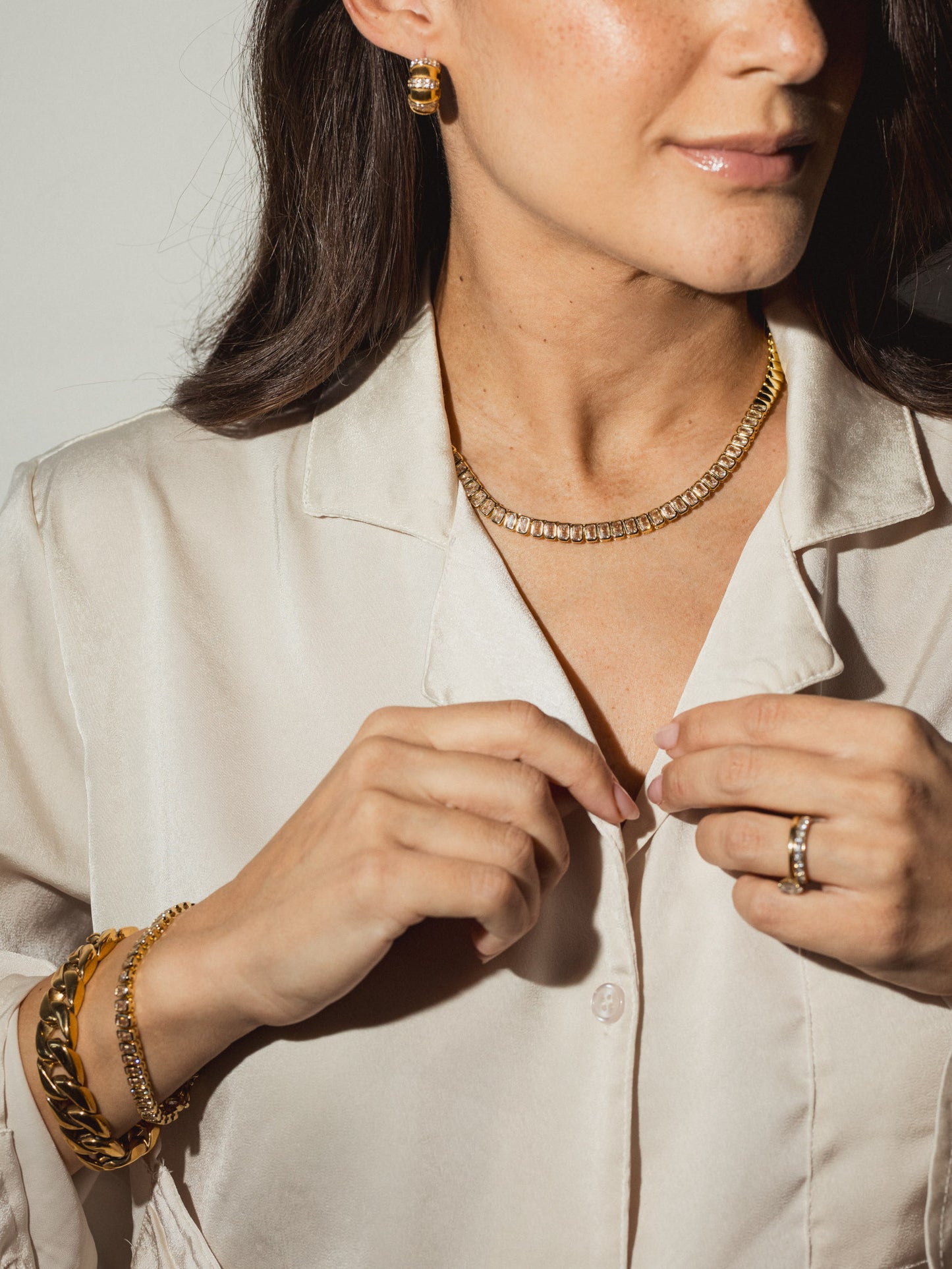 Anisa Sojka Crystal Hoop Earrings