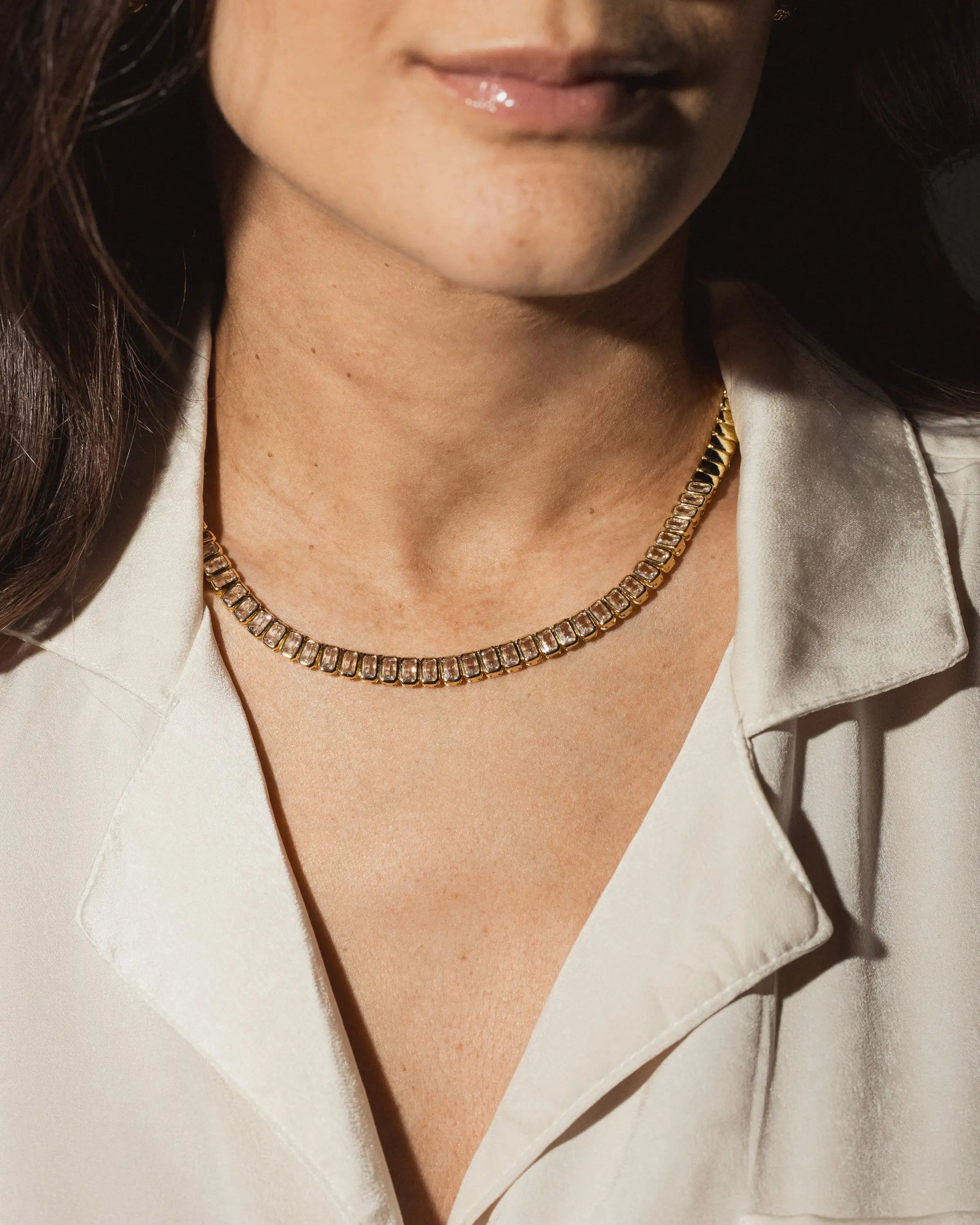 Baguette Tennis Necklace - Anisa Sojka Accessories