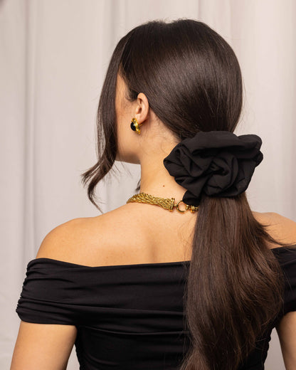 Anisa Sojka Black Ruched Oversized Scrunchie