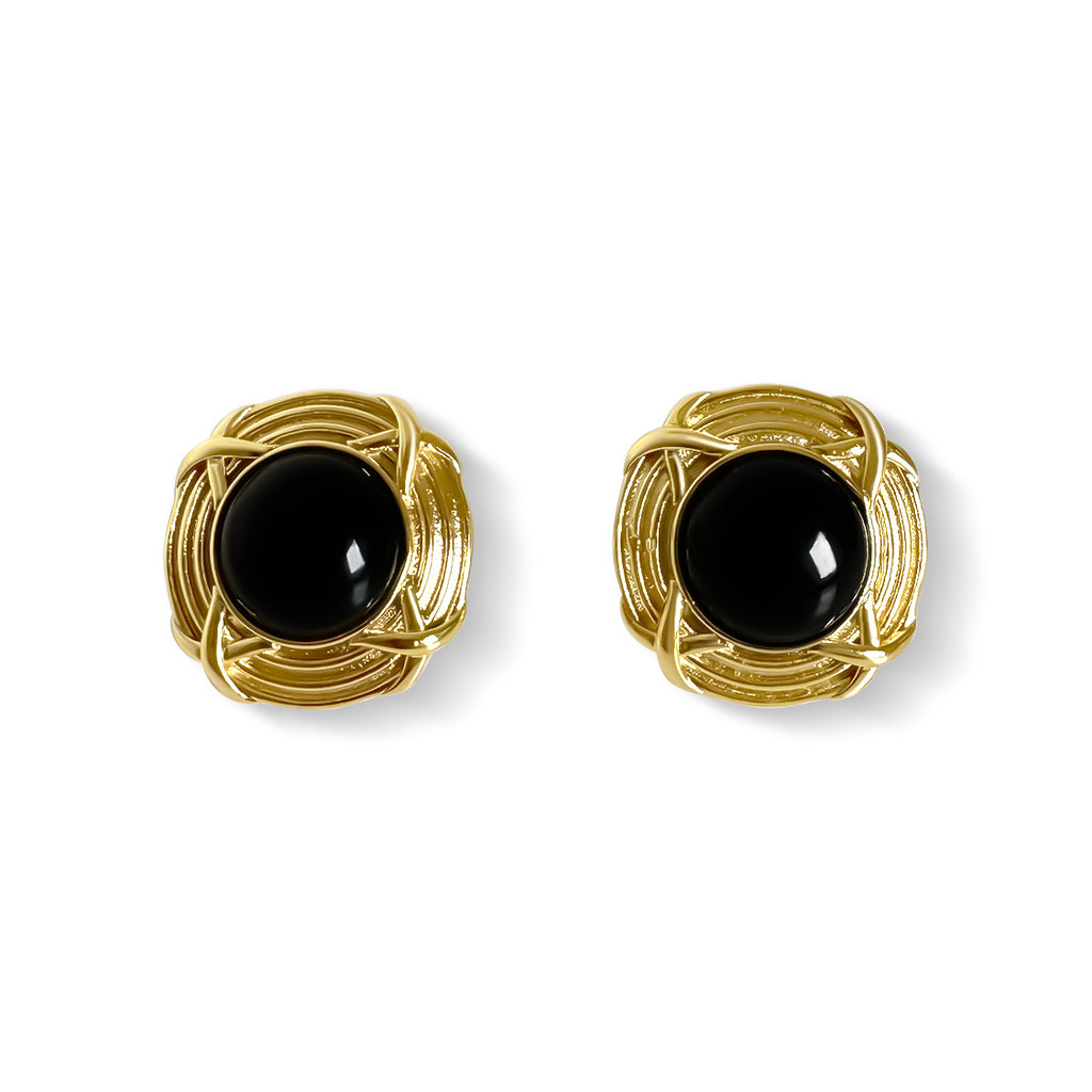 Anisa Sojka Black Stone Earrings