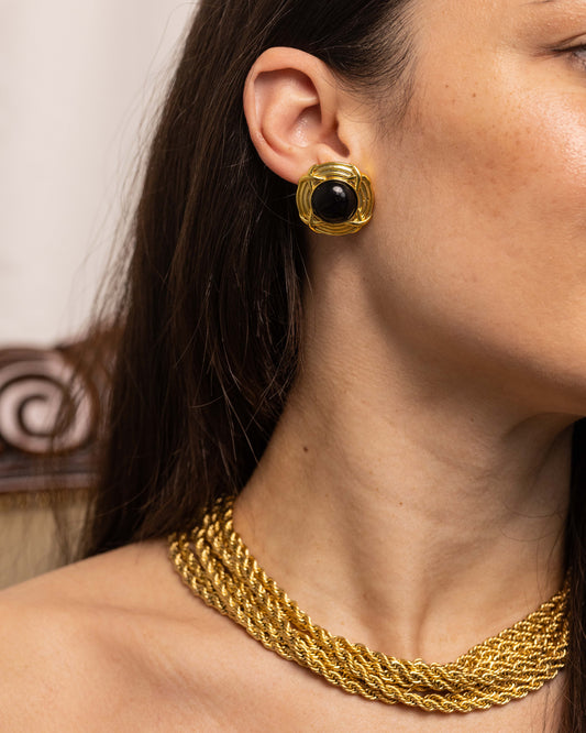 Anisa Sojka Black Stone Earrings