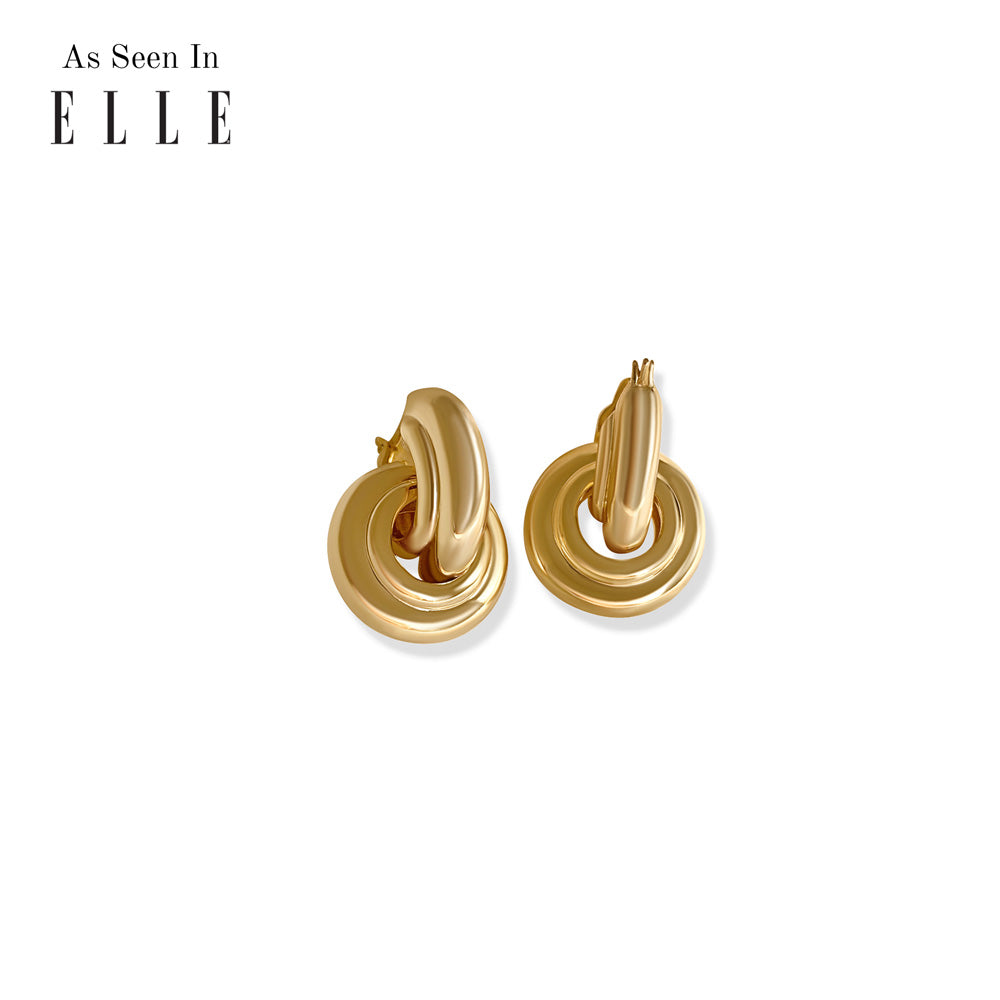 Anisa Sojka Gold Hoop Interlocking Drop Earrings