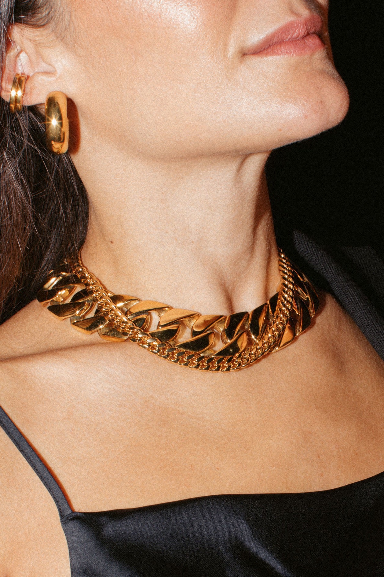 Anisa Sojka Gold Statement Chunky Chain Link Necklace