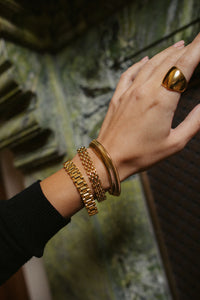 Anisa Sojka Gold Chunky Watch Band Bracelet