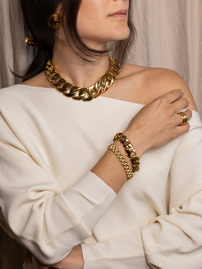 Anisa Sojka Gold Chunky Watch Band Bracelet