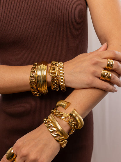 Anisa Sojka Gold Chunky Watch Band Bracelet