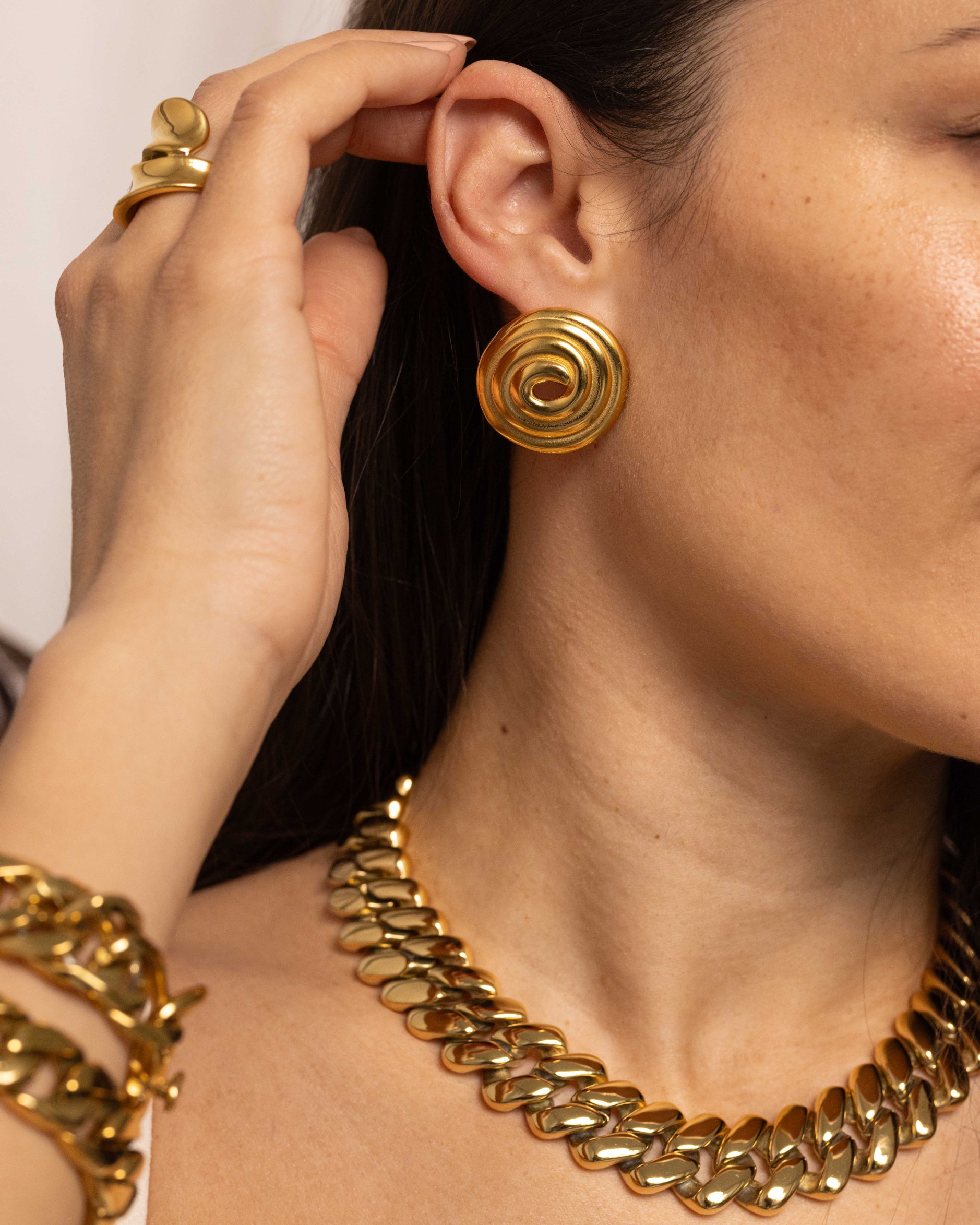 Anisa Sojka Gold Twirl Earrings