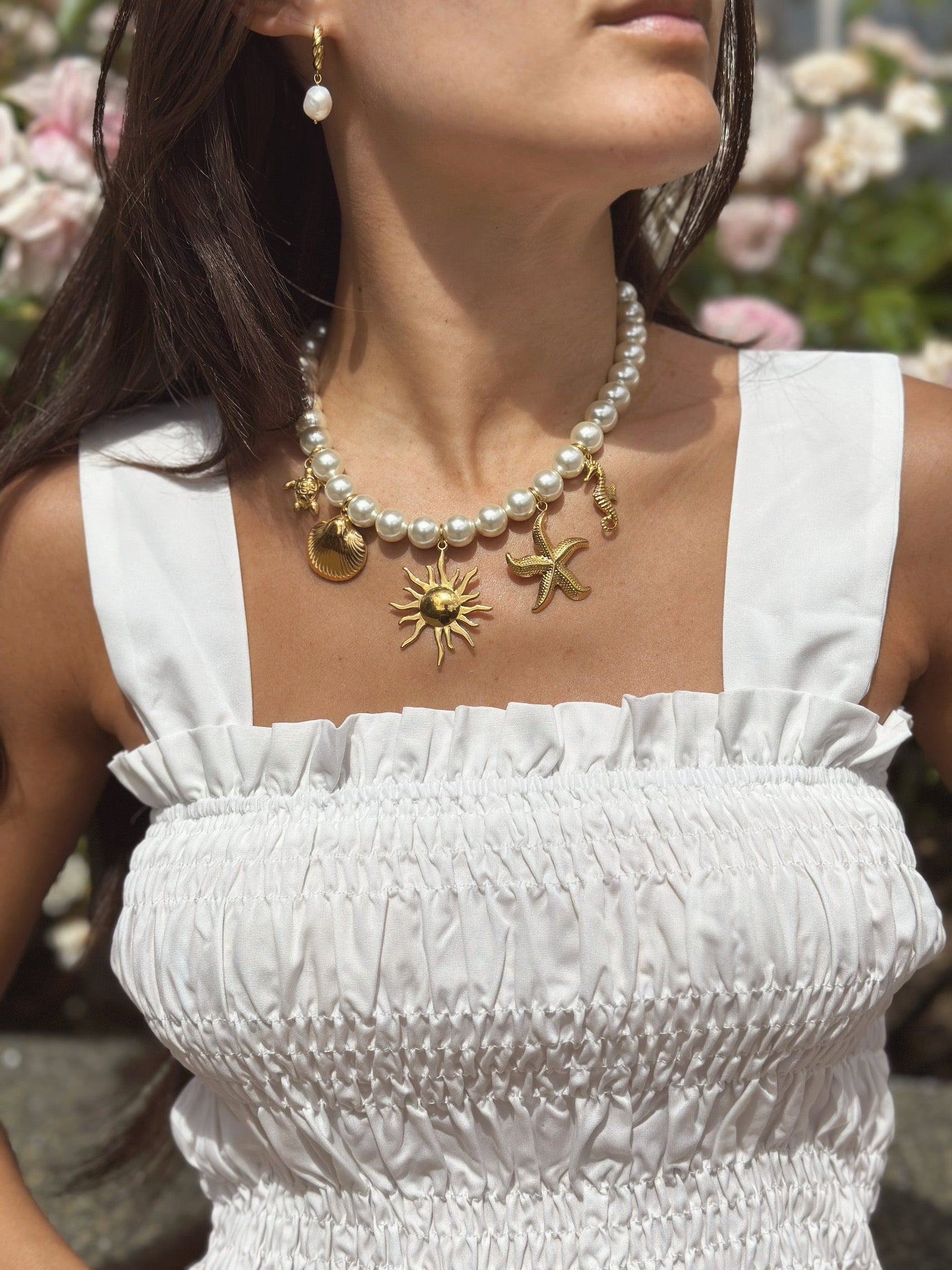 Anisa Sojka Pearl Charm Necklace