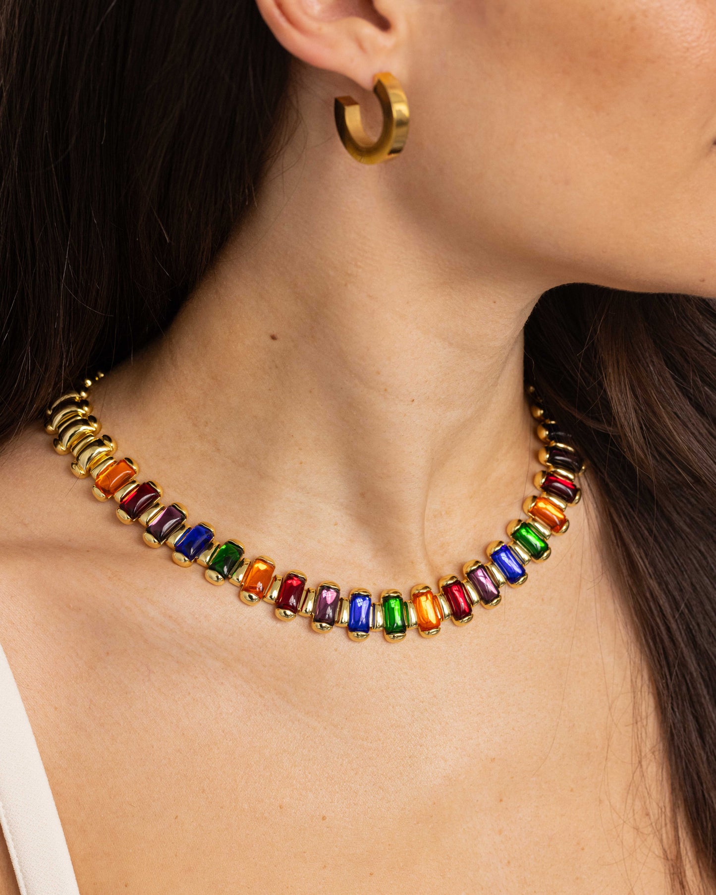 Anisa Sojka Gold Rainbow Gem Necklace