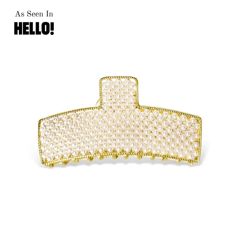 Square Edge Pearl Hair Claw Clip