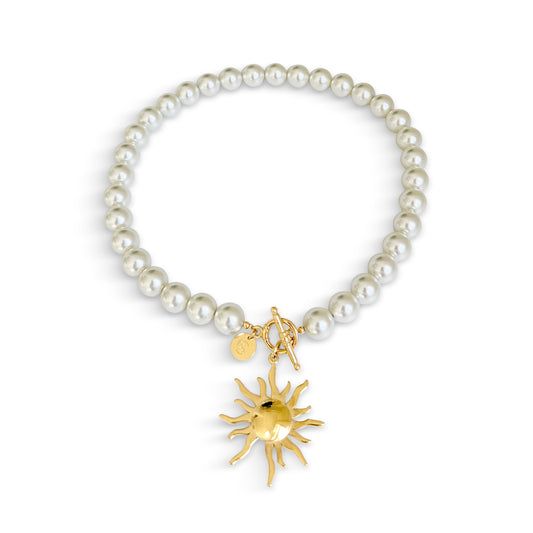 Anisa Sojka Sun Charm Pearl Necklace