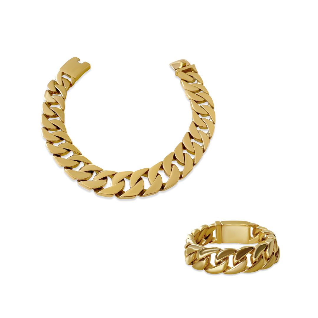 Gold Chunky Chain Necklace & Bracelet Set