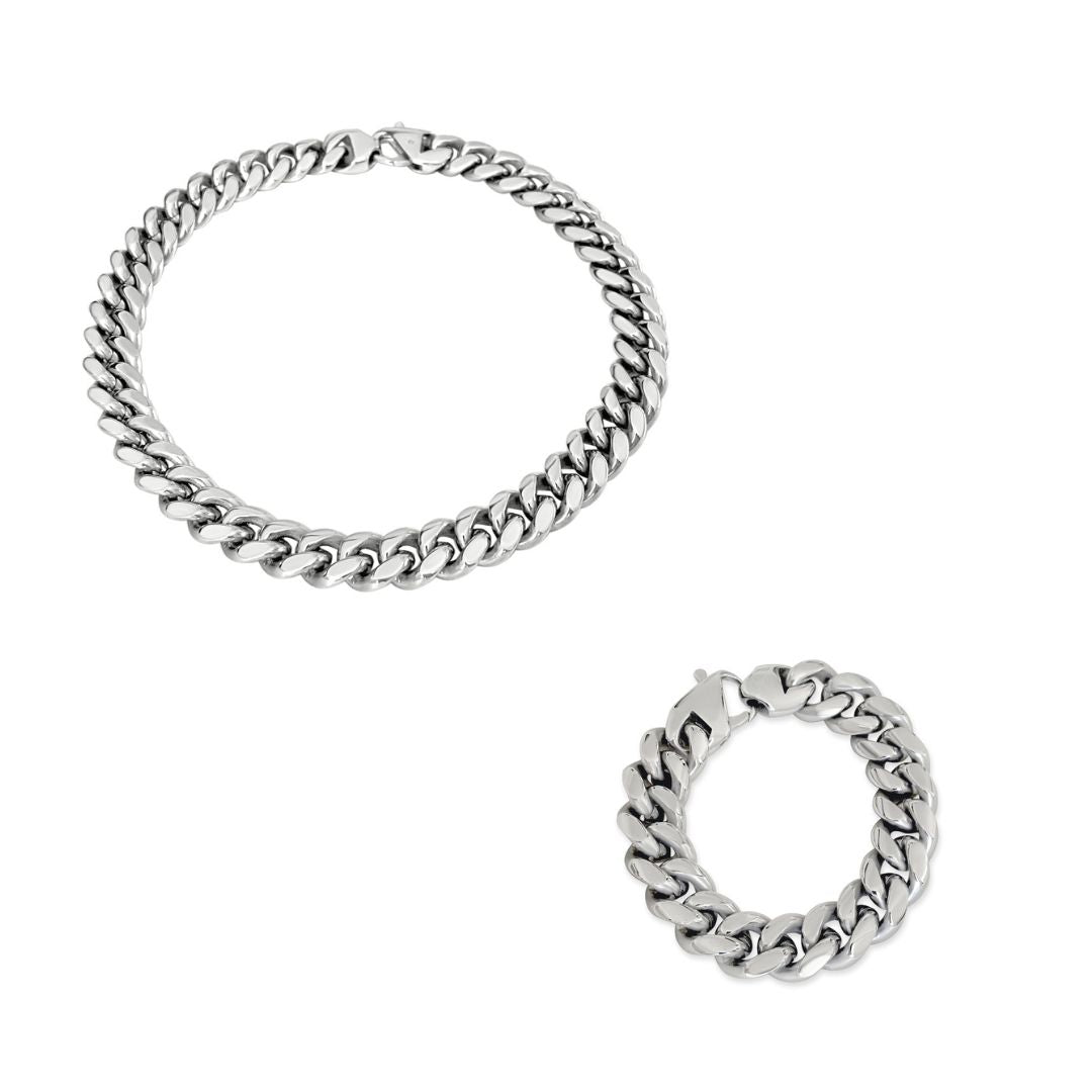 Silver Chubby Chain Link Necklace & Bracelet Set