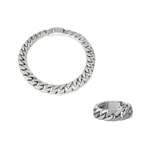 Silver Mini Chunky Chain Necklace & Bracelet Set