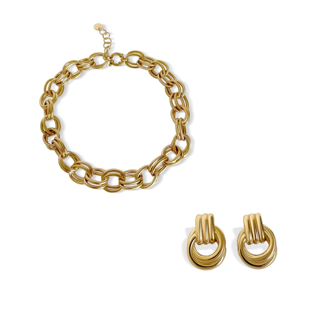 The Juliet Interlocking Necklace & Earrings Set