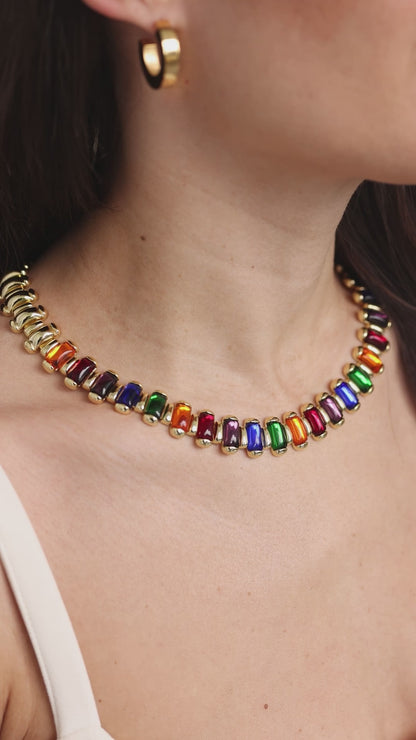 Anisa Sojka Gold Rainbow Gem Necklace