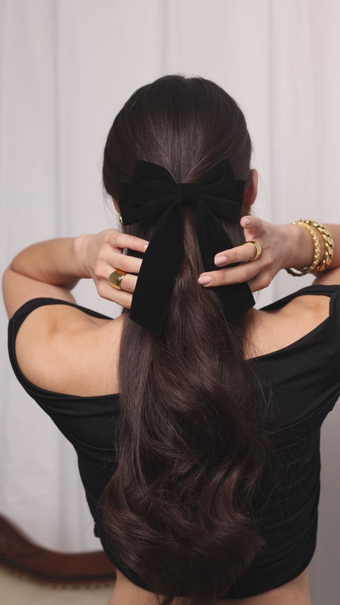 Anisa Sojka Black Velvet Bow Hair Clip