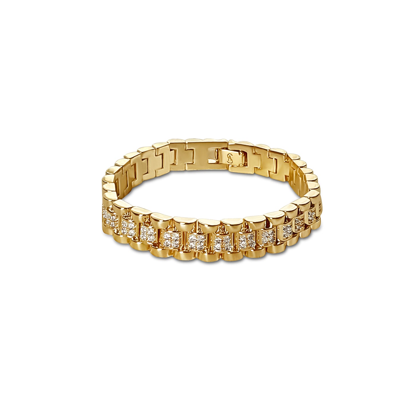 Anisa Sojka Cubic Zirconia Chunky Watch Band Bracelet