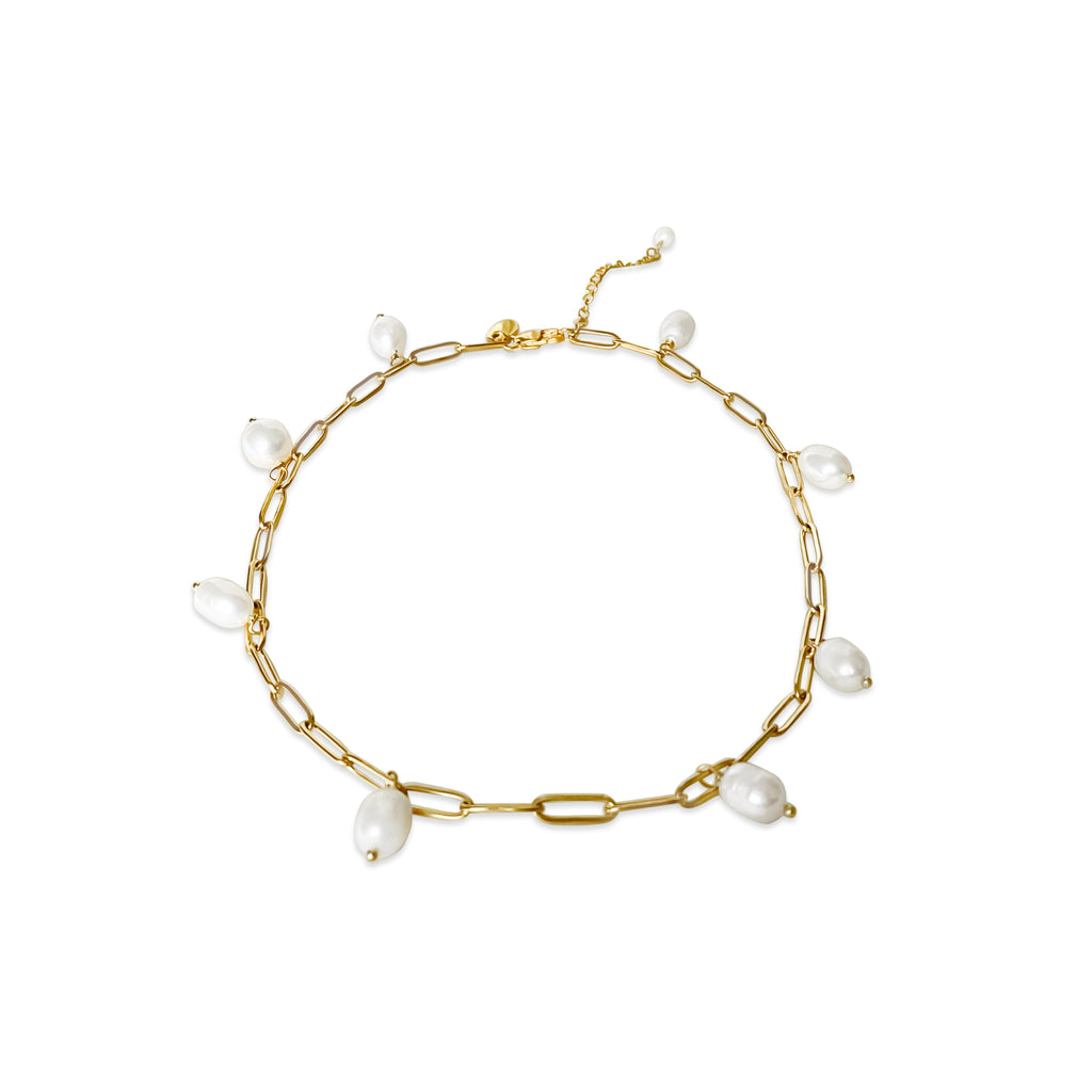 Anisa Sojka Gold Freshwater Pearl Drop Necklace