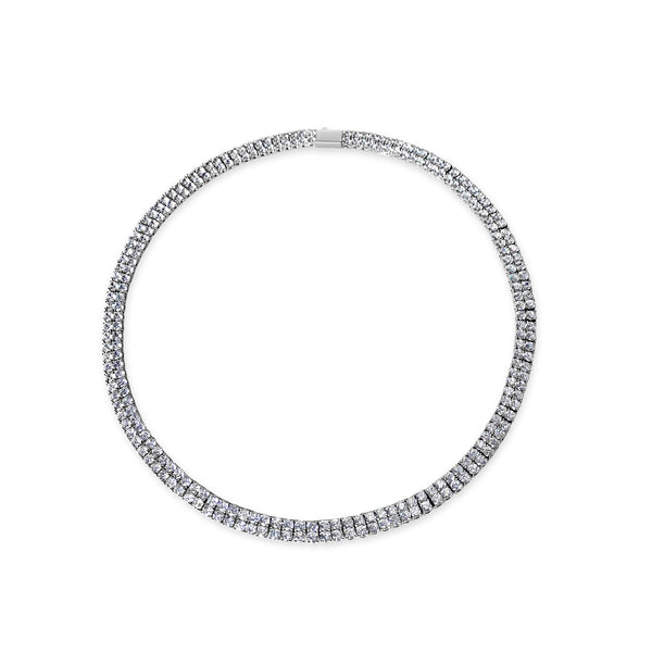Huge 69 Ct Diamond Tennis Necklace 14K White Gold 18