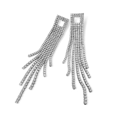 The Anisa Sojka x Juliet Chandelier Crystal Square Rhinestone Tassel Drop Earrings